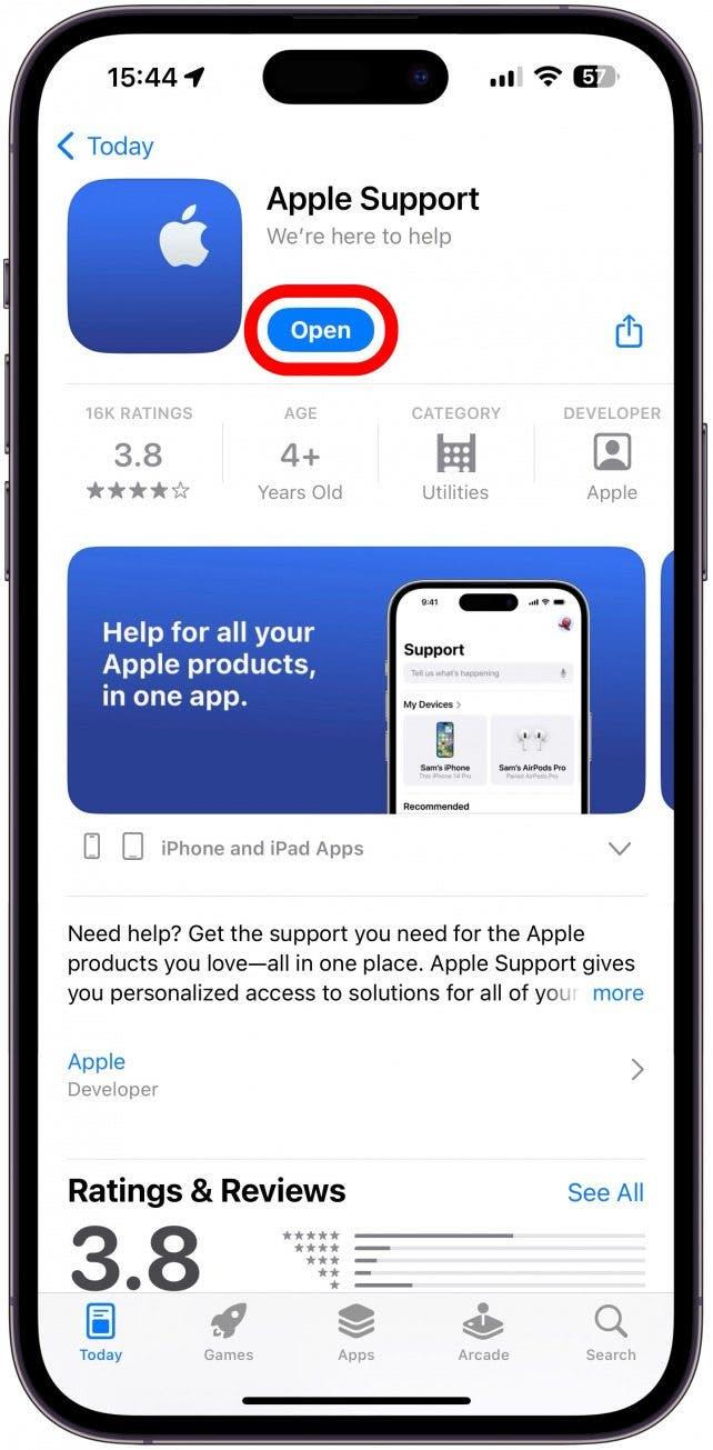 Neem contact op met Apple support door naar een Apple winkel te gaan, de Apple Support app (gratis) te gebruiken of direct te bellen.