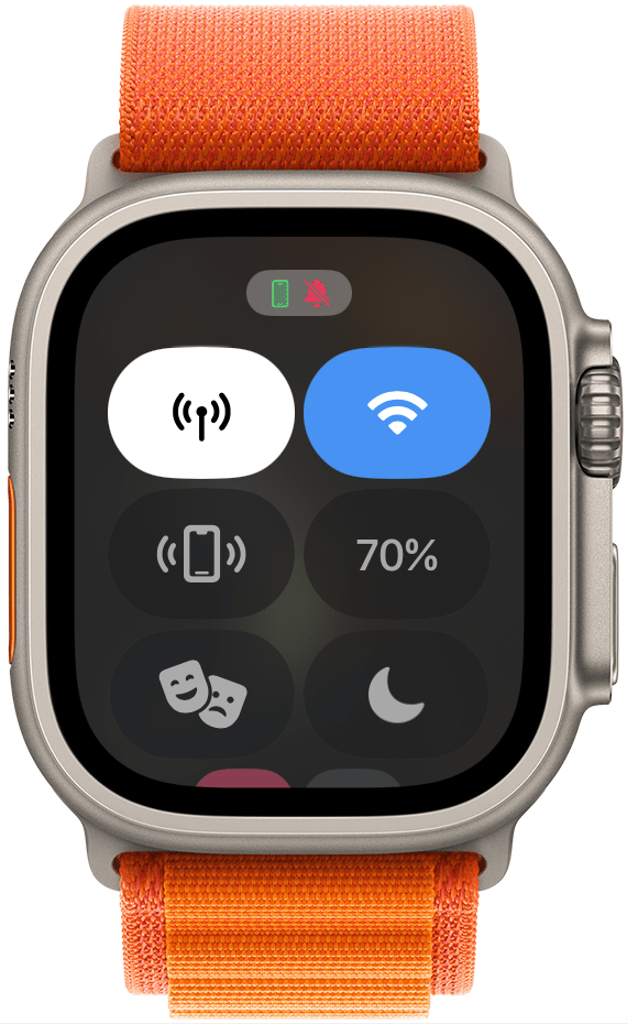 Vous verrez apparaître le centre de contrôle de votre Apple Watch !