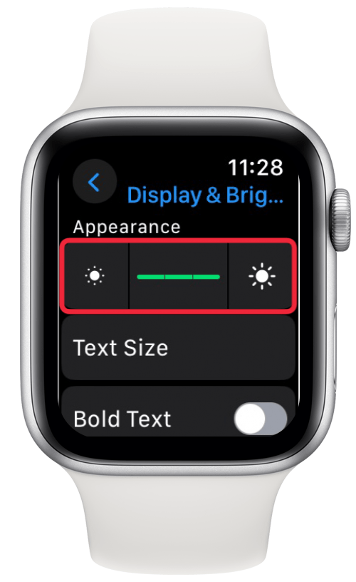 La montre Apple Watch à la luminosité maximale