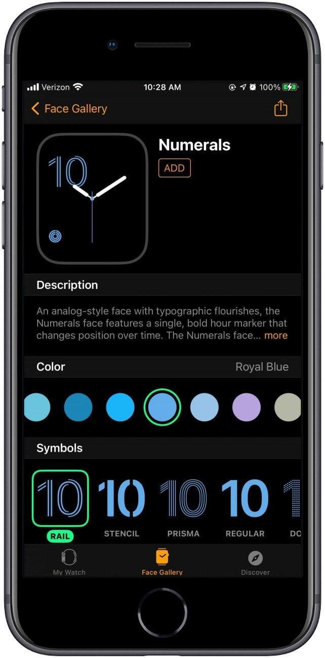 Elige las opciones de color y fuente para personalizar la esfera de tu reloj