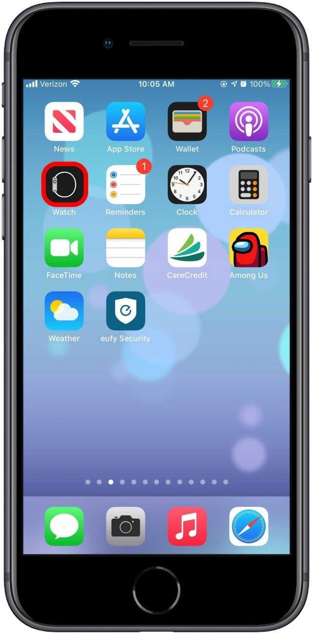 Abra a aplicação Watch para reduzir o espelho de notificações do iPhone