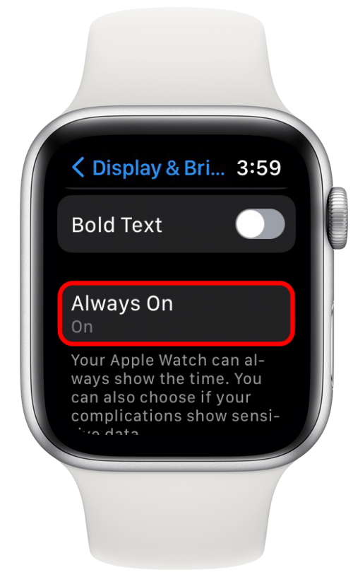 appuyez sur toujours sur l'écran de l'apple watch toujours allumé