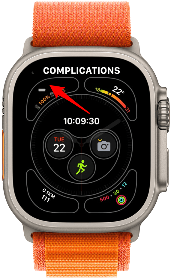 Touchez l'un des nœuds de complication sur le cadran de la montre pour le sélectionner.