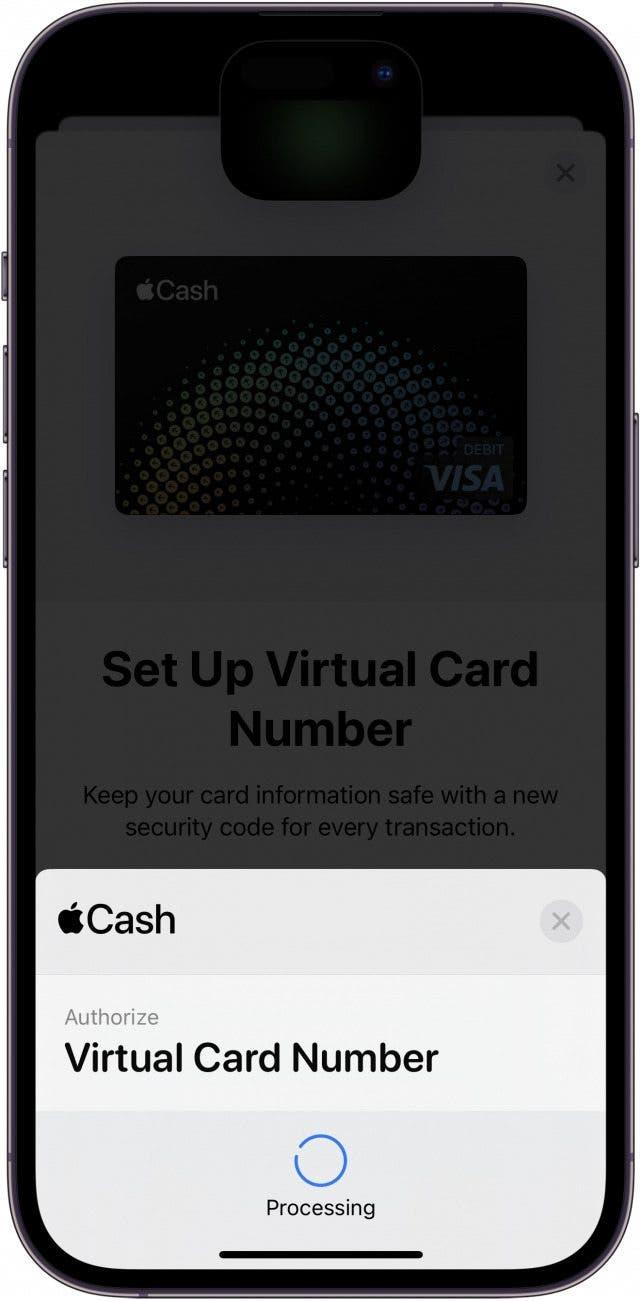 opsætning af virtuelt kort til iphone apple wallet, der viser en face ID-godkendelsesprompt