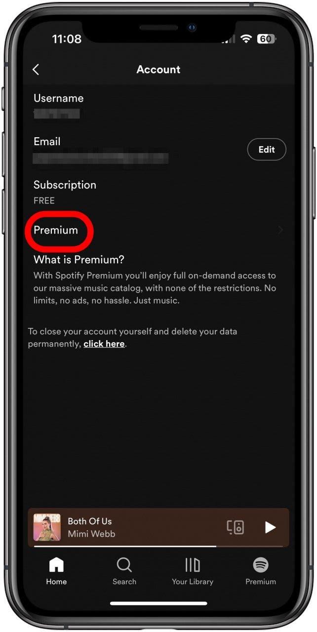 tapez premium spotify dit pas de connexion internet
