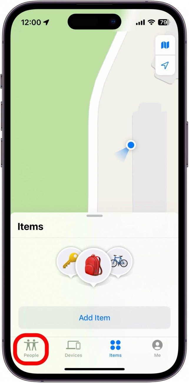iphone find my app mit rot eingekreister Personen-Registerkarte