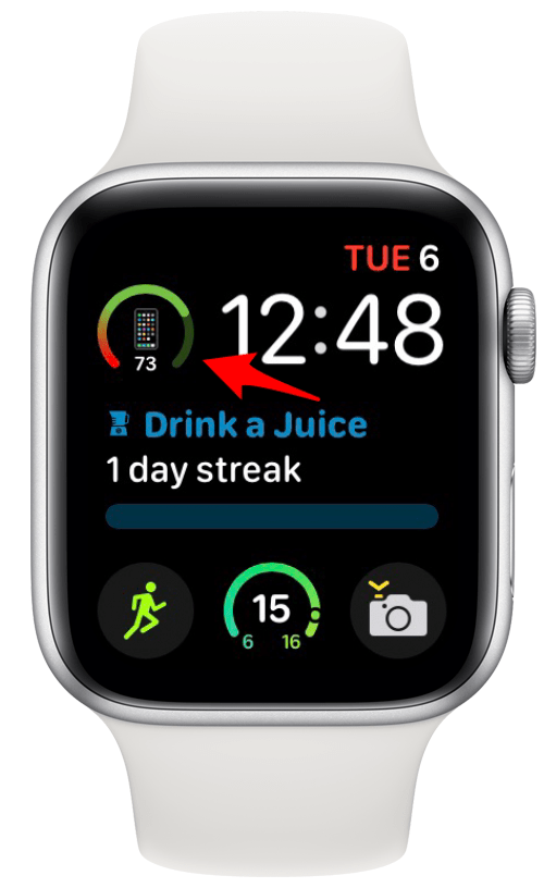 Complication Téléphone de la batterie sur un cadran Apple Watch