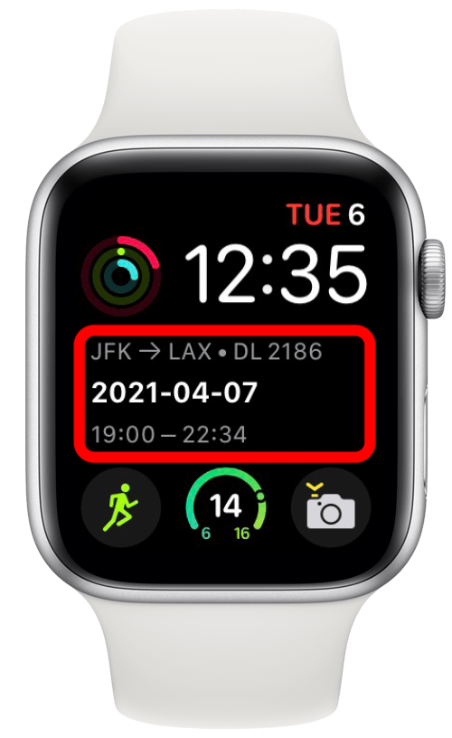 App in the Air-Komplikation auf einer Apple Watch