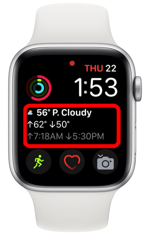 Complication Forecast Bar sur le cadran d'une Apple Watch