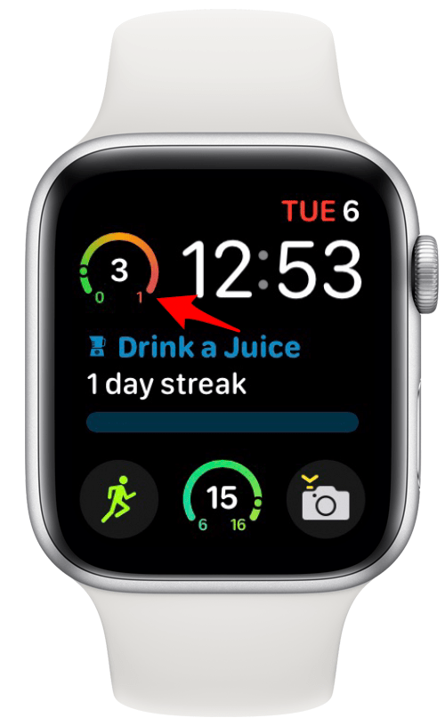 Complication ETA sur le cadran d'une Apple Watch