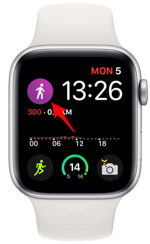 Map My Walk Komplikation auf dem Zifferblatt einer Apple Watch