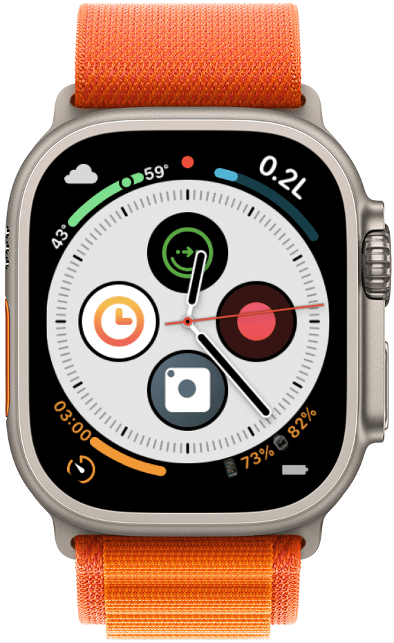 Infografik Apple Watch Gesicht mit 8 Komplikationen