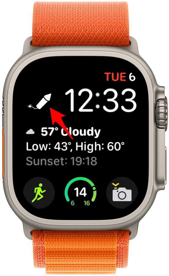 Launcher Komplikation auf dem Gesicht einer Apple Watch