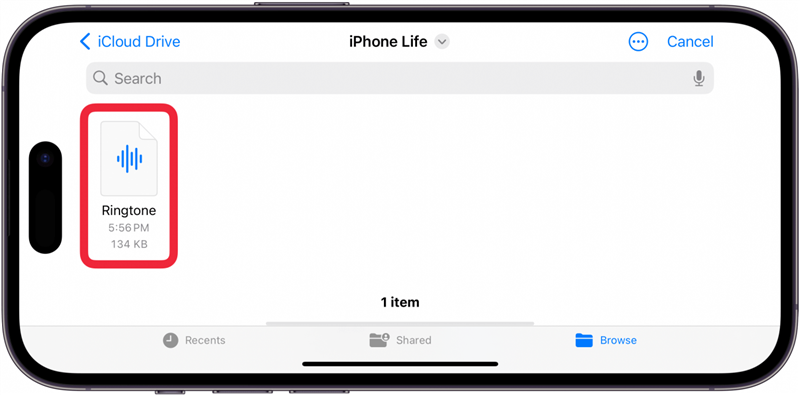 iphone garageband uygulamasının dosyalar uygulaması penceresinde ses dosyalarını sesli notun etrafında kırmızı bir kutu ile görüntülemesi