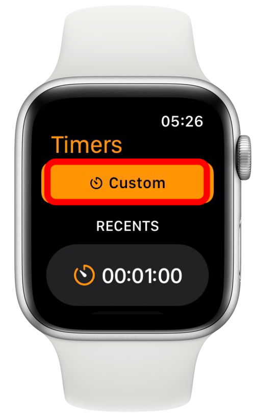 Чтобы создать пользовательский таймер, проведите пальцем вниз и нажмите Пользовательский.