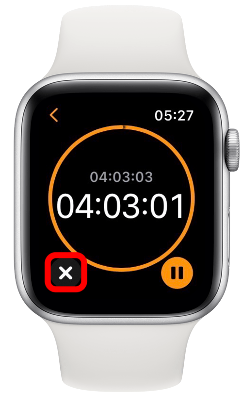 Puede tocar la x para cancelar el temporizador - dónde está el temporizador en mi reloj apple