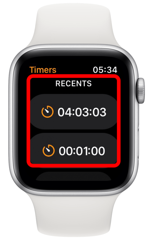 Sous Récents, au-dessus du bouton Personnaliser - Comment désactiver le minuteur sur mon Apple Watch ?