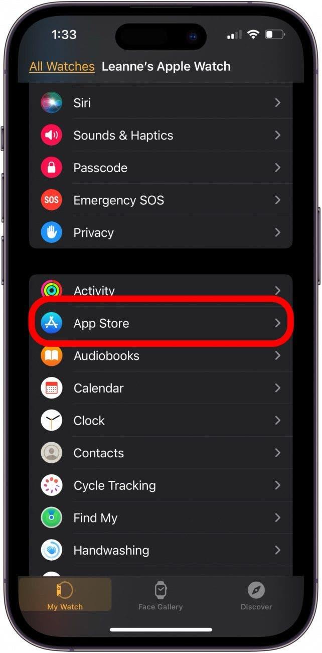 Tippen Sie auf den App Store in der Apple Watch App des iPhones