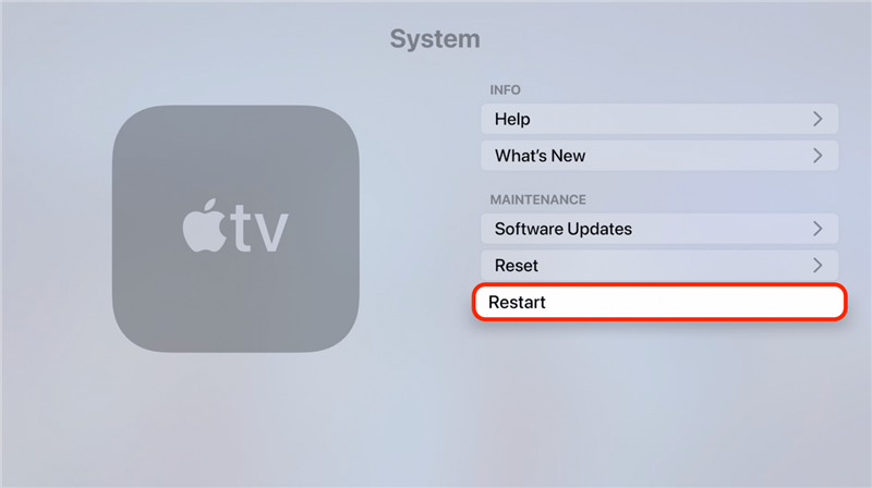 Redémarrez votre Apple TV.