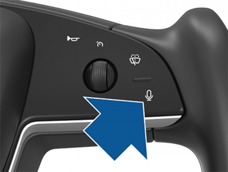 En un Tesla Model S o X, puede hacerlo tocando el botón de voz situado en la parte superior derecha del volante.