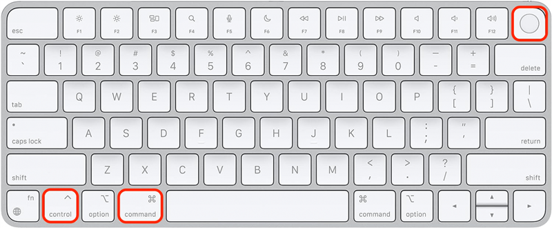 Задръжте натиснати клавишите cmd+control+power button