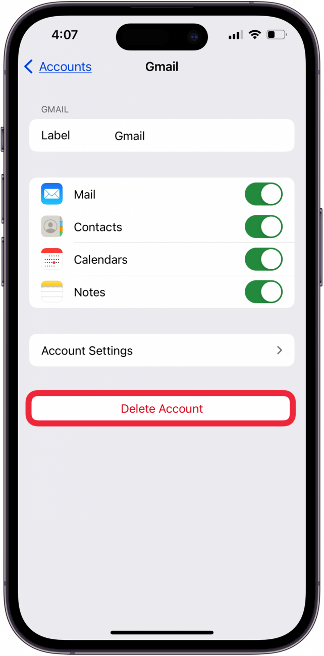 удалить учетную запись электронной почты, если письма исчезают на iphone или ipad