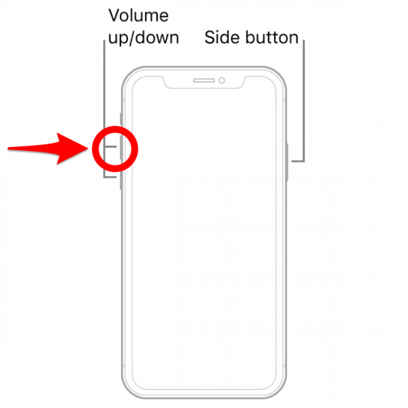 Натиснете бутона за увеличаване на звука и бързо го отпуснете - твърдо рестартиране на iphone x
