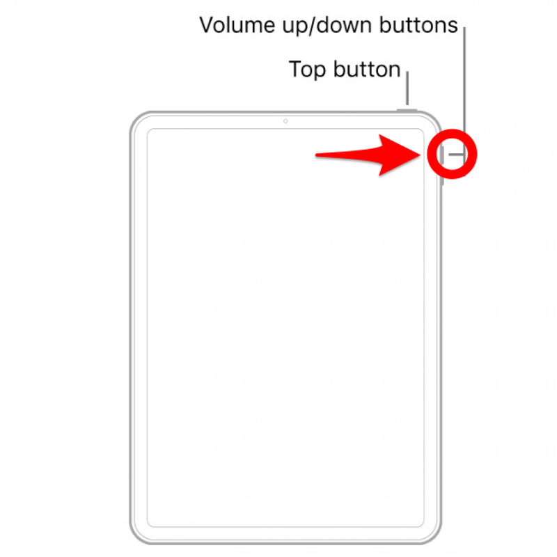 Premir o botão de aumentar o volume - como reiniciar o ipad