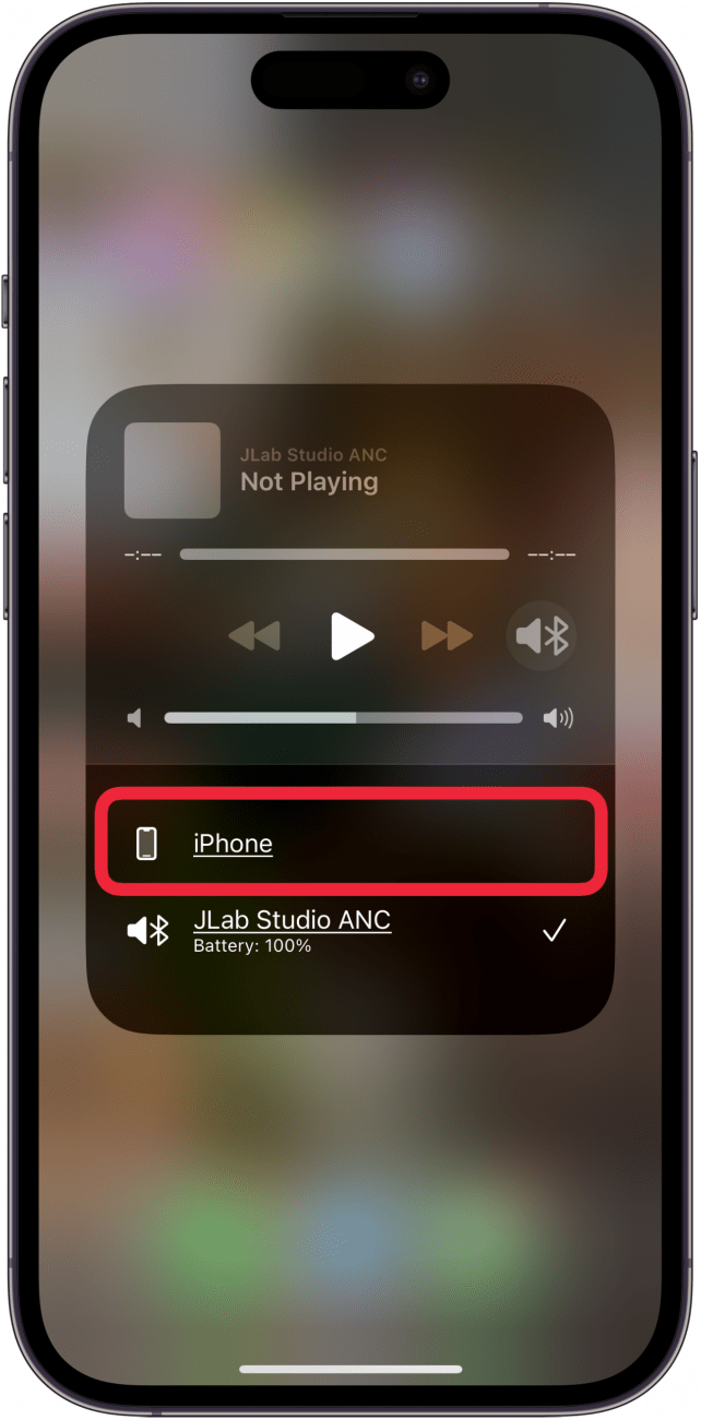 Tippe auf das iPhone oder iPad, um die Audioausgabe von den Kopfhörern umzuschalten