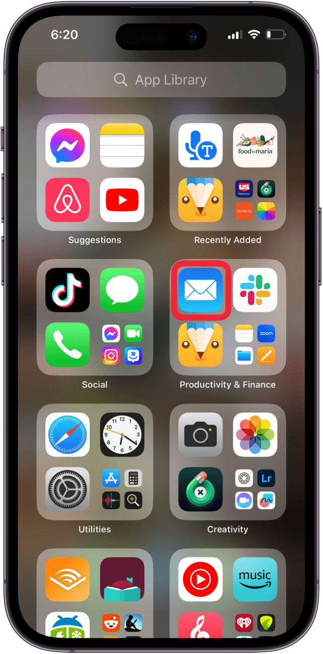 aprire l'app Mail su iPhone o iPad