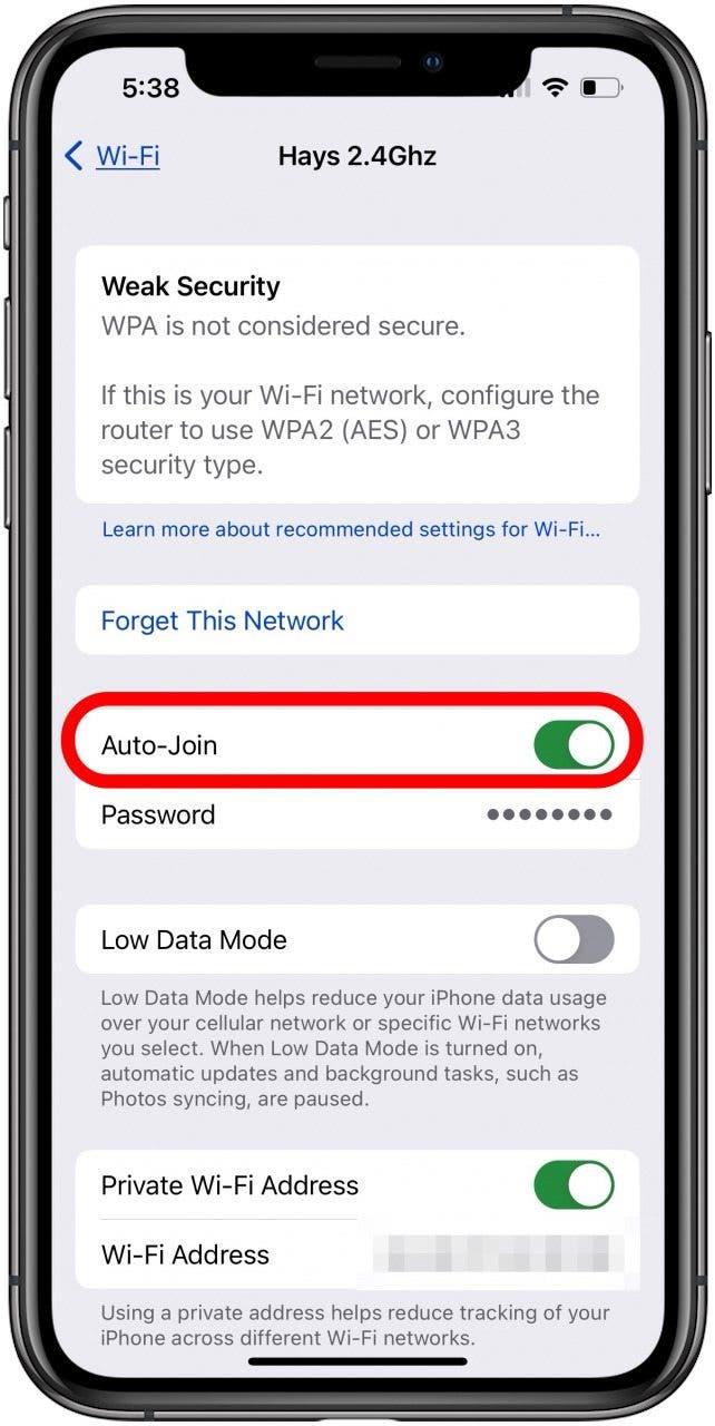 activez la fonction de connexion automatique si l'iPhone ne se connecte pas au réseau wifi