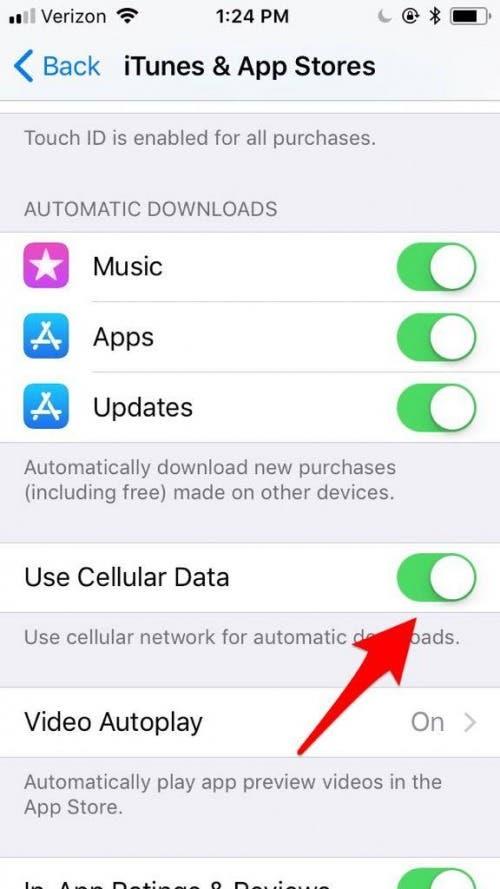 Как использовать сотовую связь для автоматической загрузки приложений на iPhone