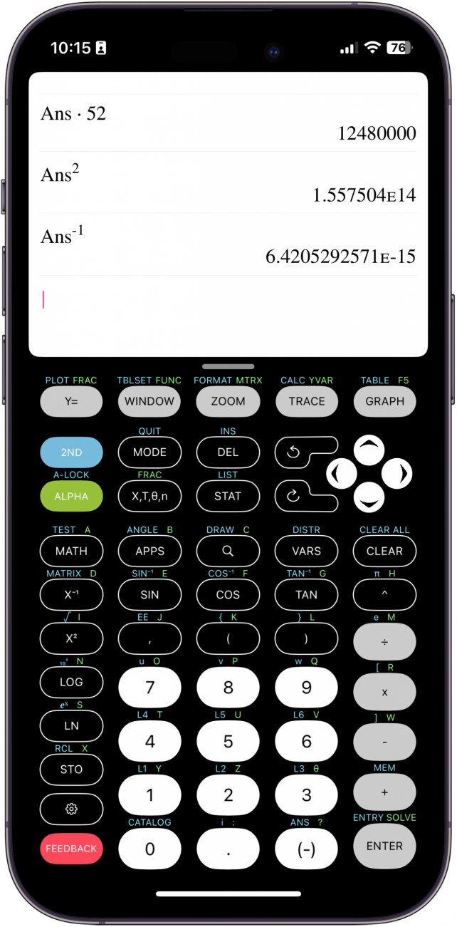 kalkulatorhistorikk iphone